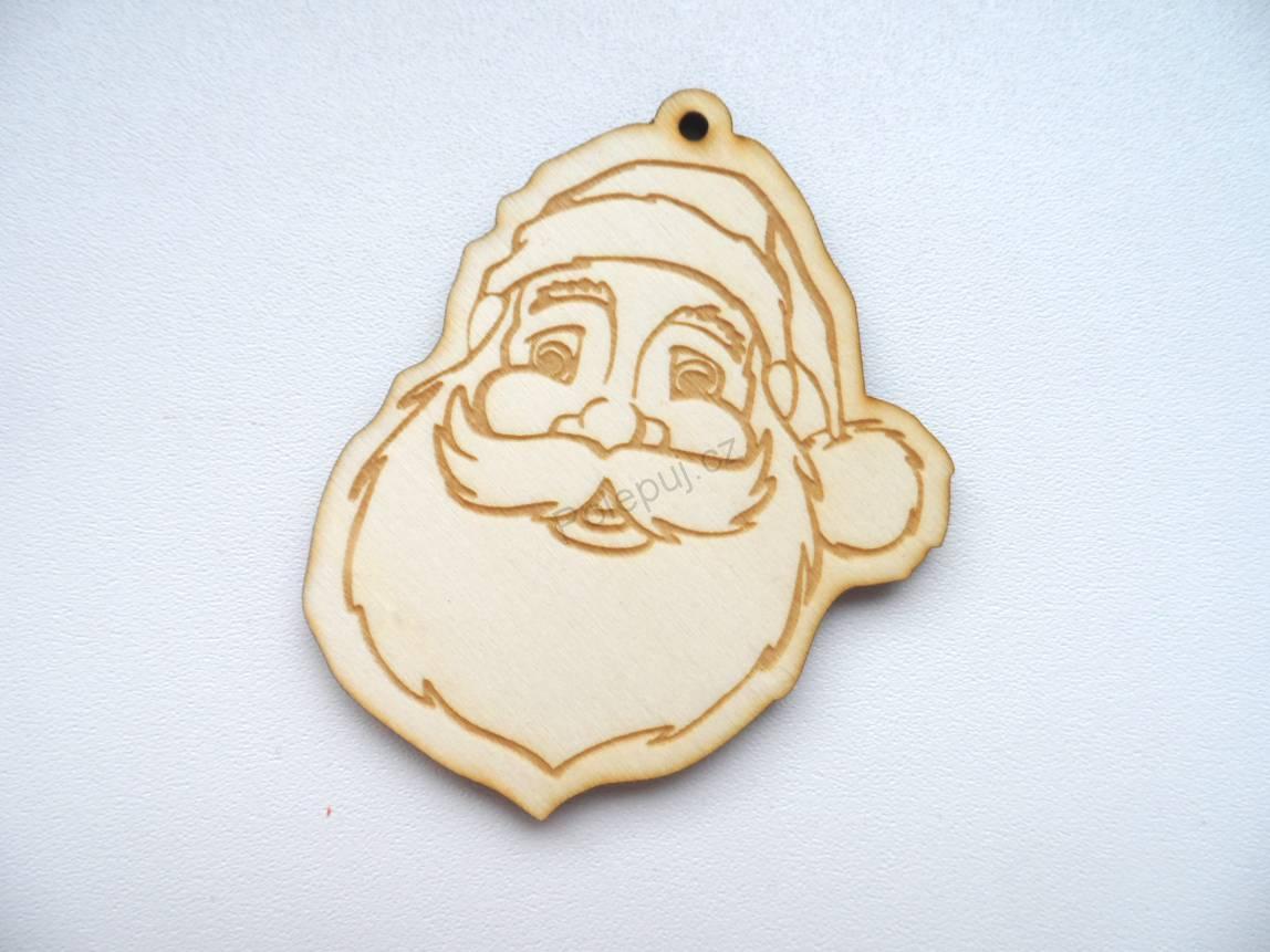 Santa - vánoční ozdoba na stromeček dřevěná tradiční