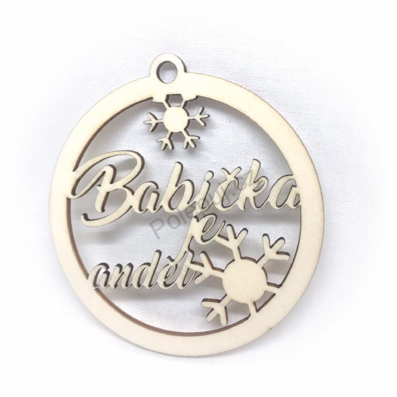 Dřevěné ozdoby na stromeček se jmény / Babička je anděl