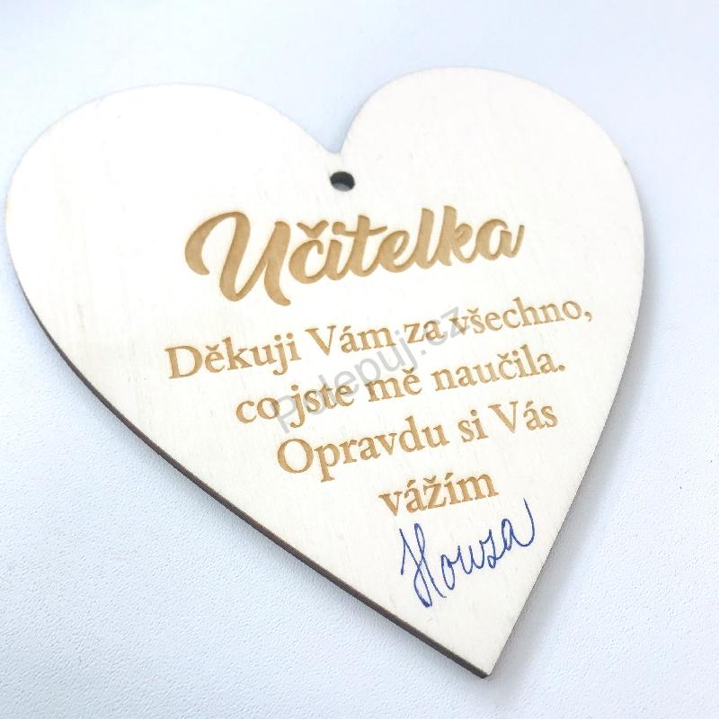 Učitelka - dřevěné srdce - Poděkování pro paní učitelku - dárek, dekorace