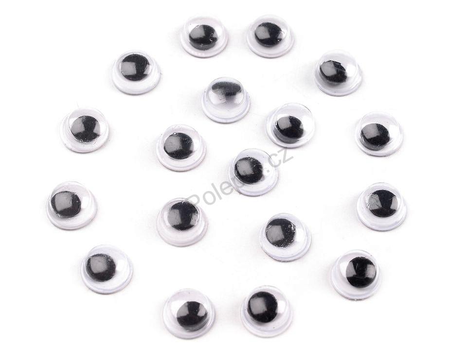 Plastové oči pohyblivé samolepící 6 mm - 1 pár