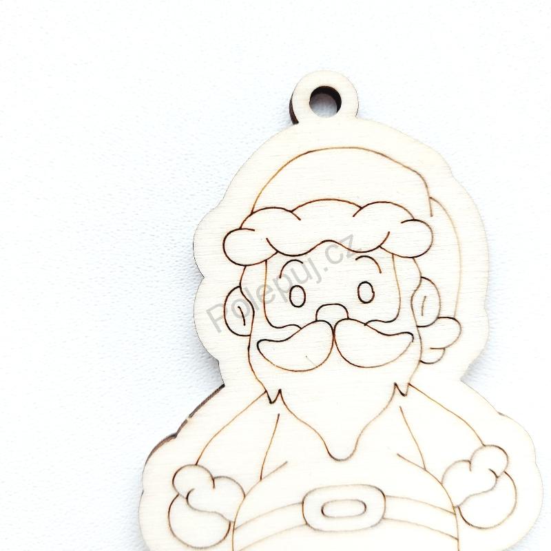 Santa - dětské dřevěné vánoční ozdoby na stromeček