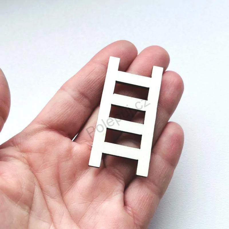 Dřevěný mini žebřík - dekorace z překližky na domečky, scrapbook a další tvoření / laser výřezy