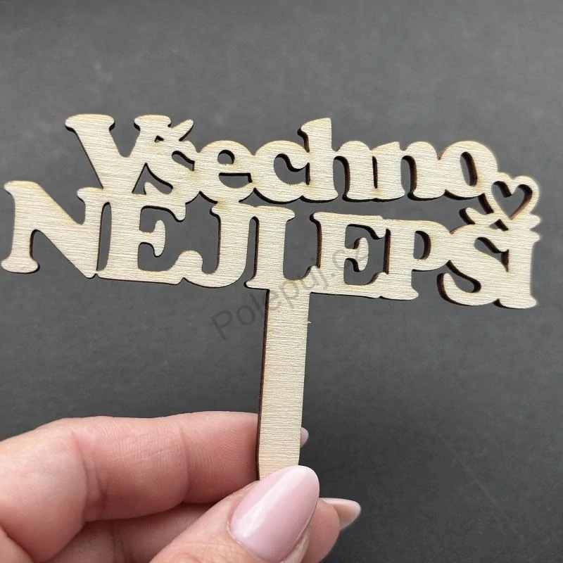 Dřevěný narozeninový zápich do dortu - Všechno nejlepší