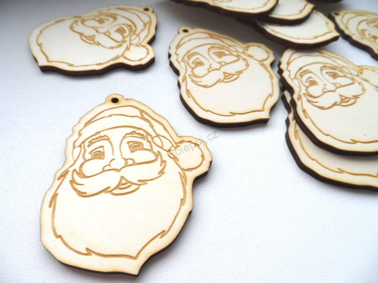 Santa - vánoční ozdoba na stromeček dřevěná tradiční
