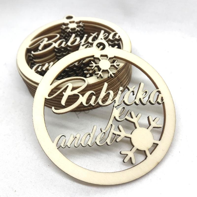 Dřevěné ozdoby na stromeček se jmény / Babička je anděl
