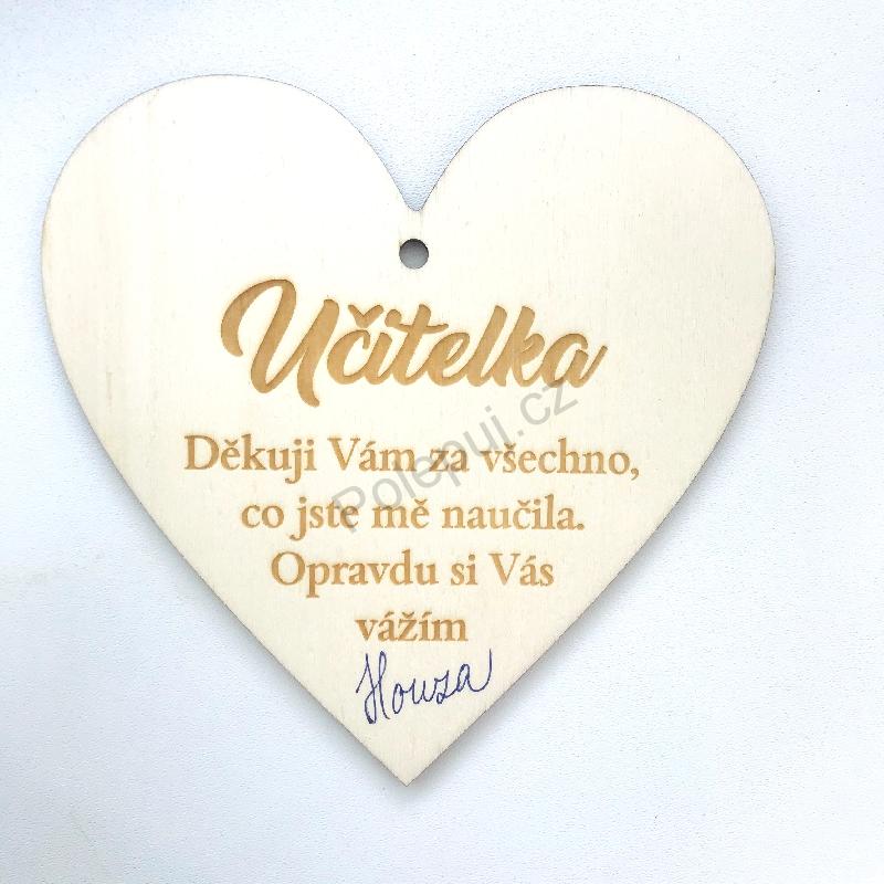 Učitelka - dřevěné srdce - Poděkování pro paní učitelku - dárek, dekorace