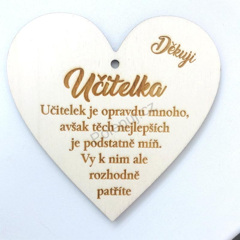 Učitelka - dřevěné srdce - Poděkování pro paní učitelku - dárek, dekorace