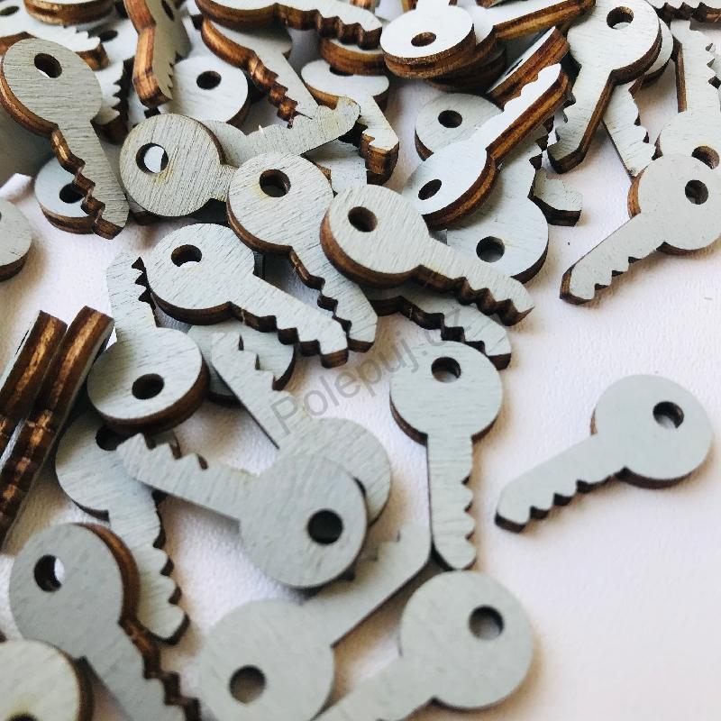 Klíčky světle šedé - dřevěné tvary na tvoření / k dekoraci / na svatbu