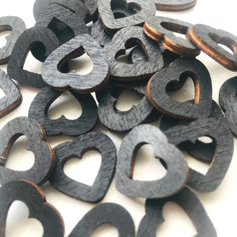 Srdíčka obrys černá - dřevěné tvary na tvoření / k dekoraci / na svatbu