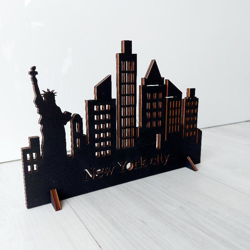 New York / NYC a socha Svobody - Dřevěné domy / domky - dekorace z překližky