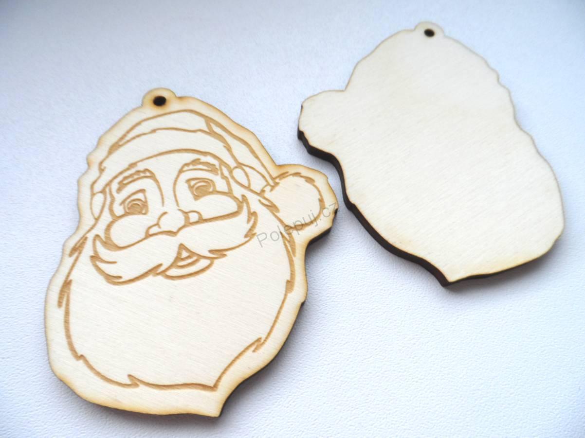 Santa - vánoční ozdoba na stromeček dřevěná tradiční
