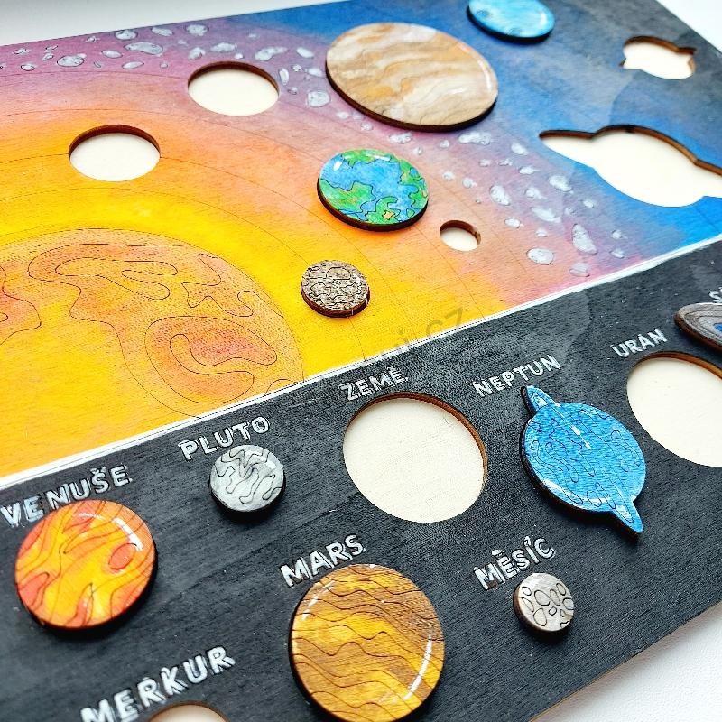 Vesmír / sluneční soustava - kreativní dřevěná sada pro děti