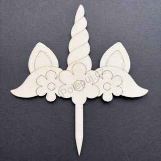 Dřevěný narozeninový zápich do dortu dětský - Jednorožec